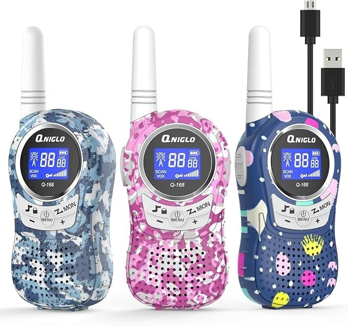 Kids Rechargeable Walkie Talkies 3 Pack Long Range VOX 8 Channel Radio