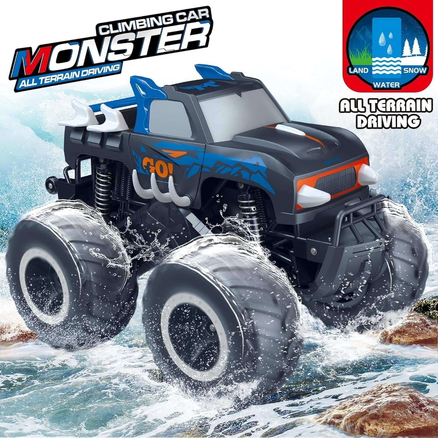 1:16 RC Monster Truck 4WD Amphibious Waterproof Car Off-Road Pickup Toy 6–12