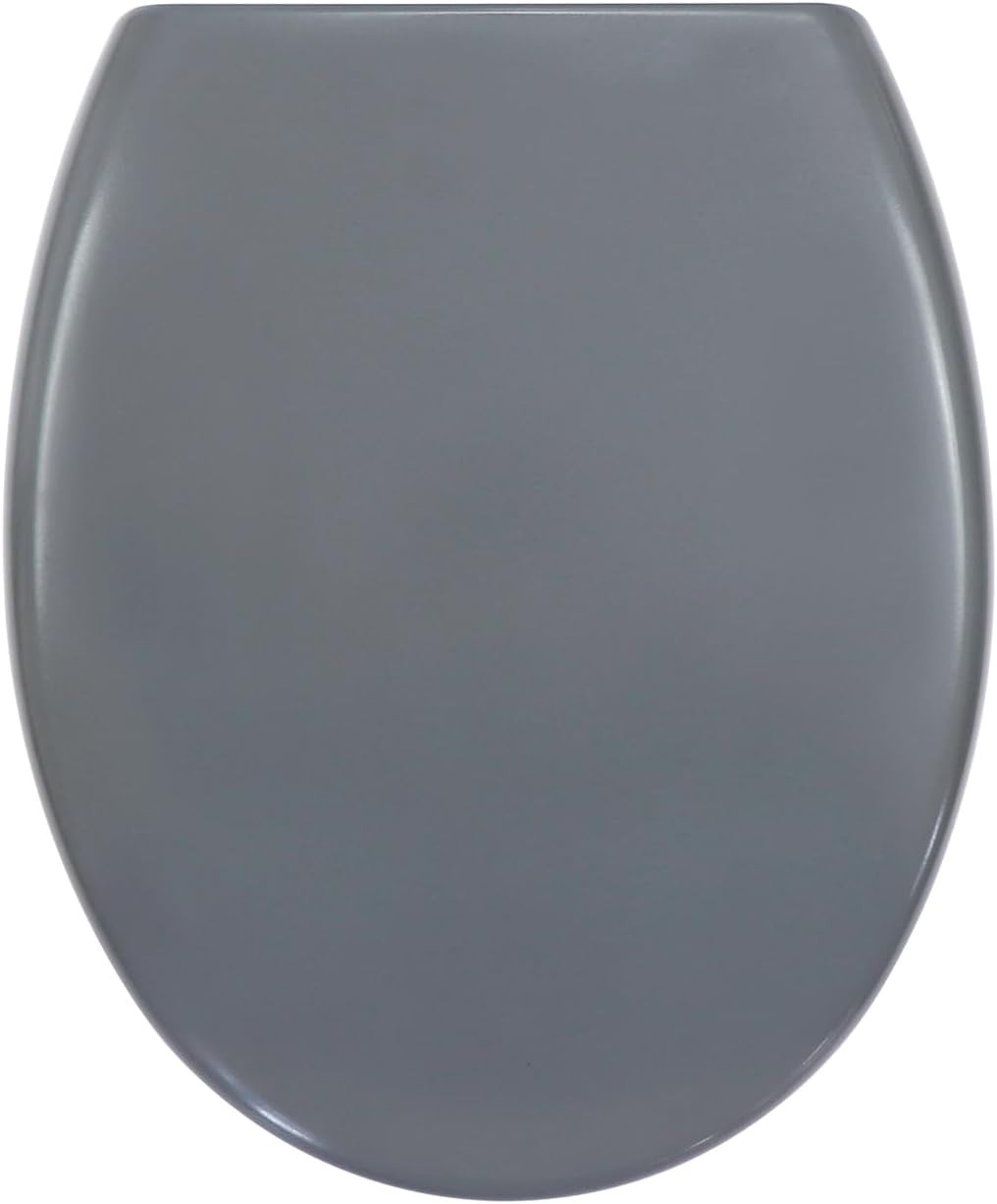 Grey Duroplast Toilet Seat Soft Close Quick Release Top Fix 45x37cm