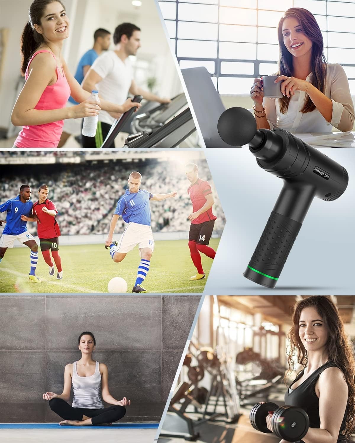 Deep Tissue Massage Gun 30 Speeds Percussion Muscle Massager 8 Heads LCD