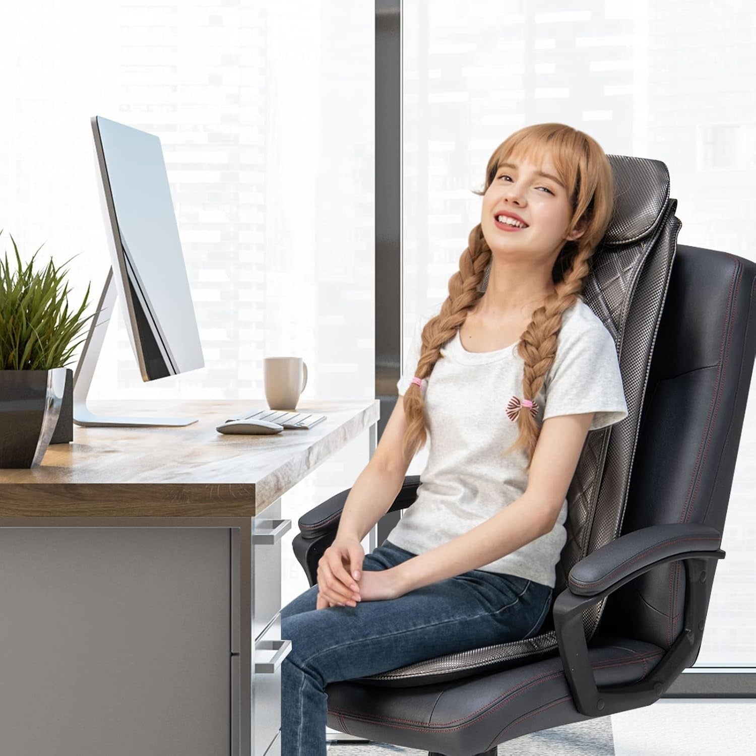 Full Body Shiatsu Massage Chair Pad with Heat, Vibration & Timer Control