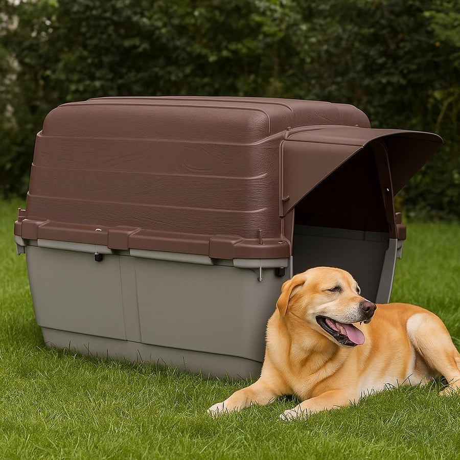 Weatherproof Medium Outdoor Plastic Dog Kennel Shelter – Durable & Spacious