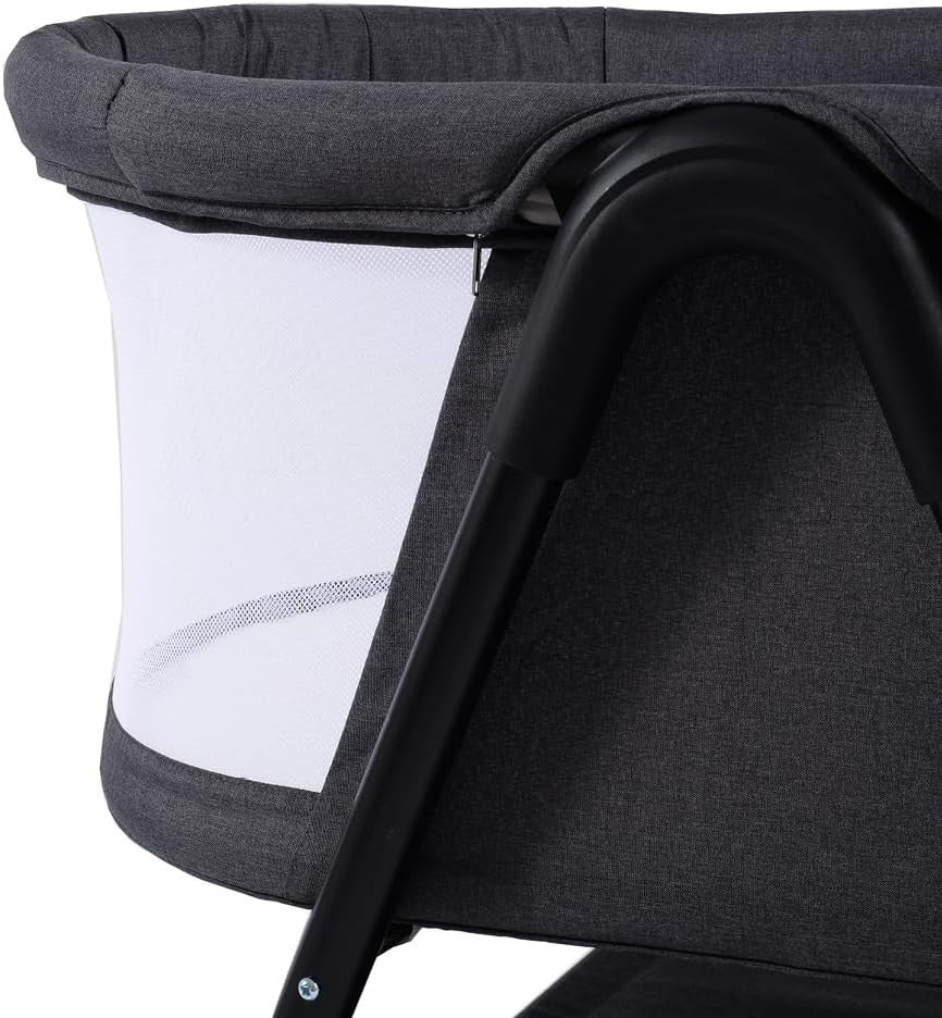 Portable Baby Crib Cot with Mesh Sides Lightweight Foldable Bed Black Graphite
