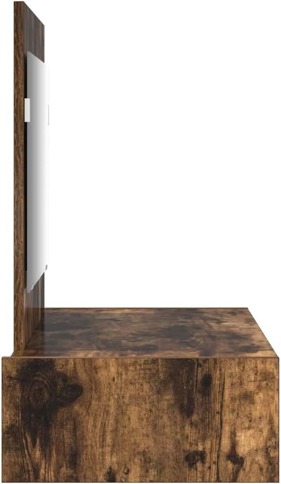 Modern Smoked Oak Dressing Table Vanity Desk with Mirror & Drawer Storage