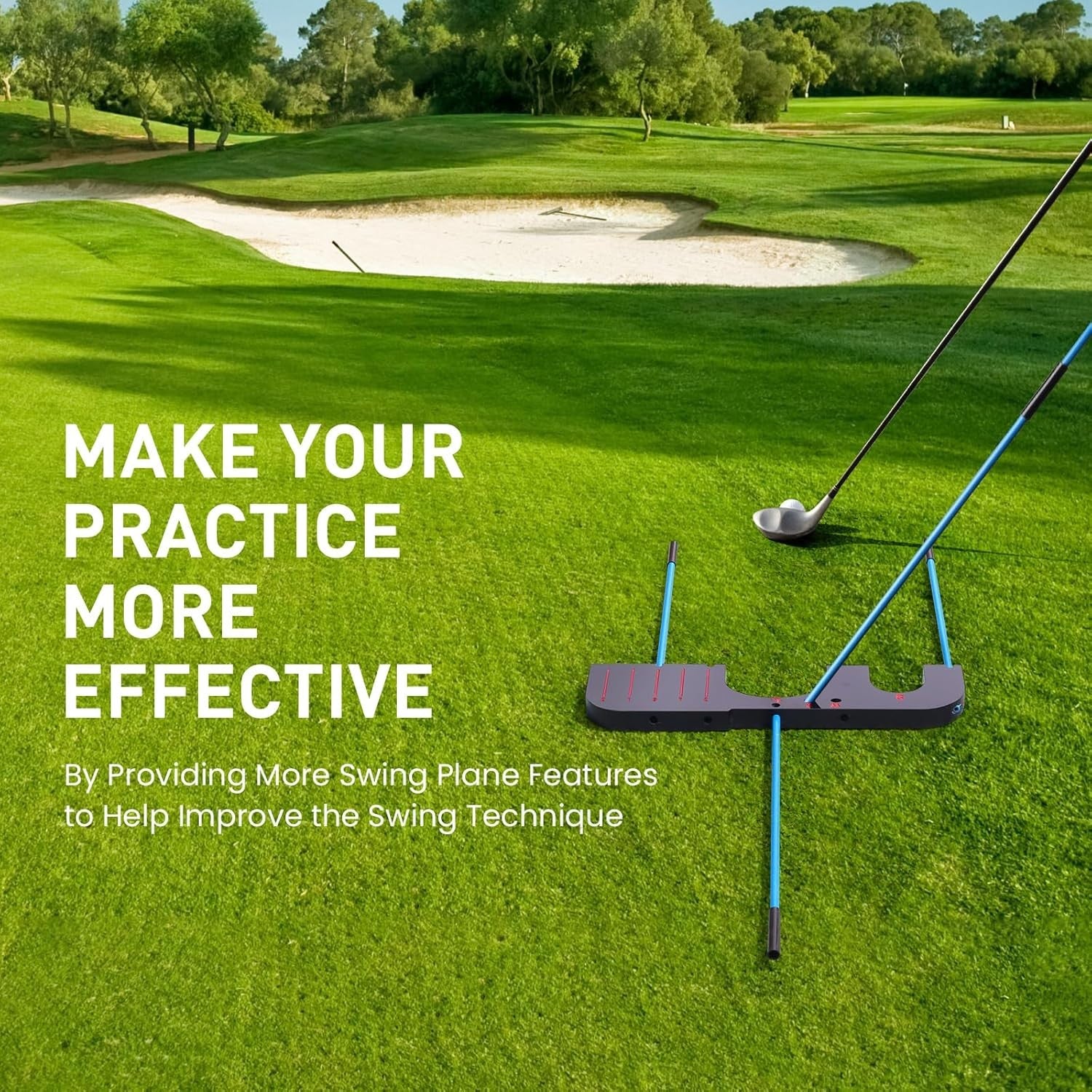 Golf Alignment Swing Gate Trainer 3 Sticks Adjustable Plane