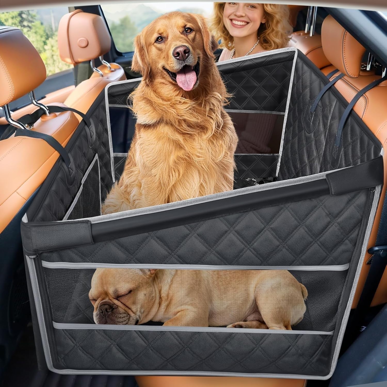 Large Dog Car Seat Extender Hard Bottom Waterproof Hammock SUV Truck