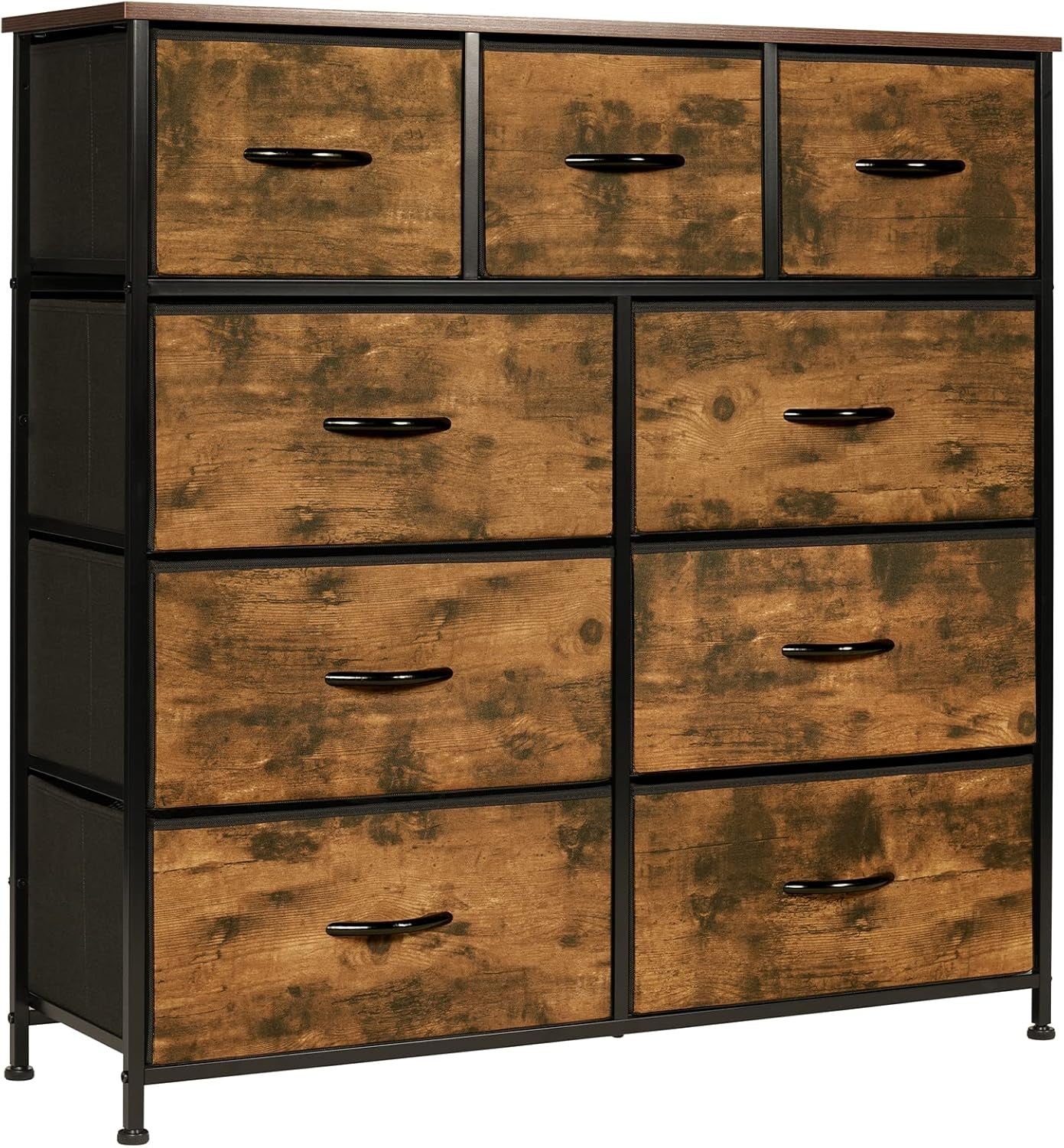 9 Drawer Fabric Dresser Chest with Metal Frame Large Bedroom Storage Unit