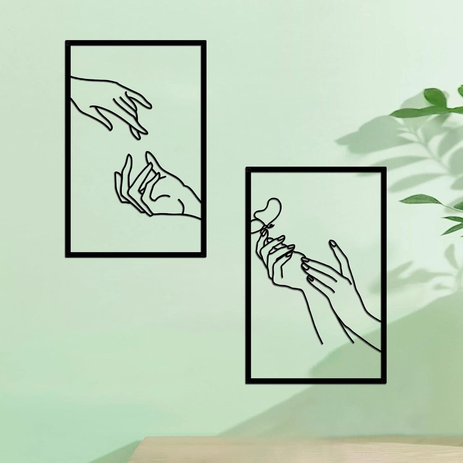 Minimalist Line Art Metal Wall Decor Female Hands Abstract Modern Home Art