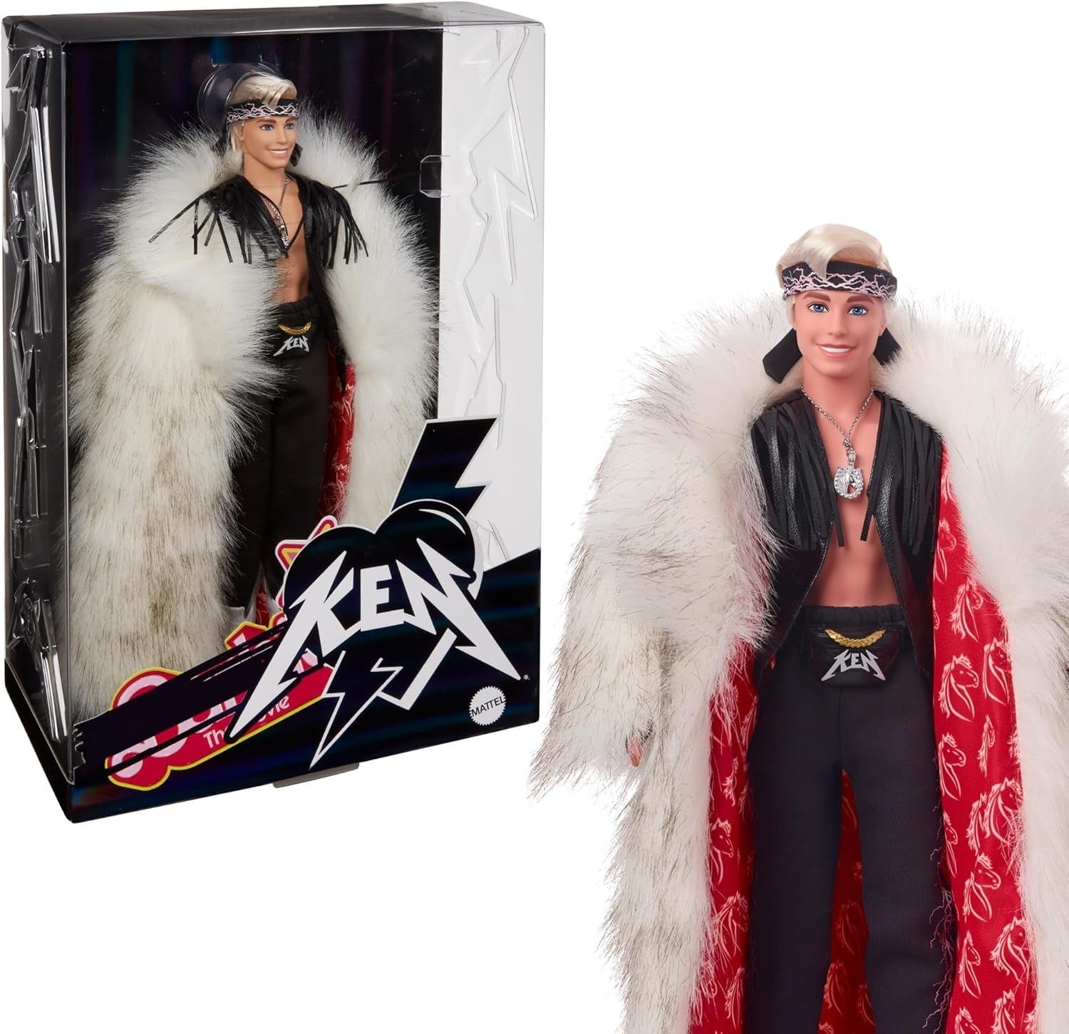 Movie Inspired Ken Doll Faux Fur Coat Fringe Vest Collectible