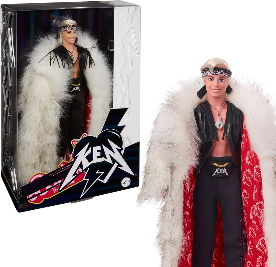 Movie Inspired Ken Doll Faux Fur Coat Fringe Vest Collectible