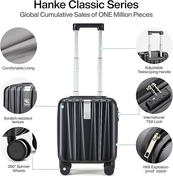 24” Expandable Checked Hard Shell Suitcase Lightweight Spinner Lock
