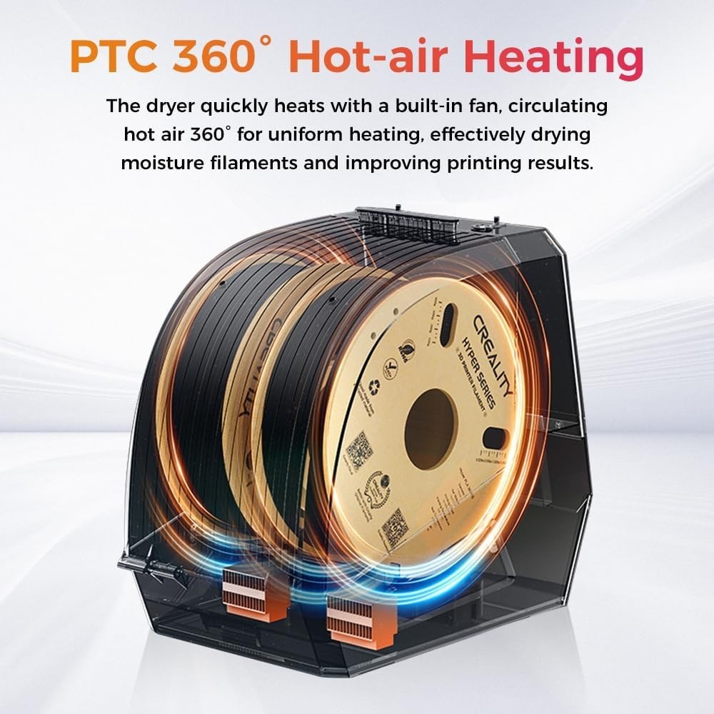 Filament Dryer Box Dual Spool 360° Heating PLA ABS PETG TPU