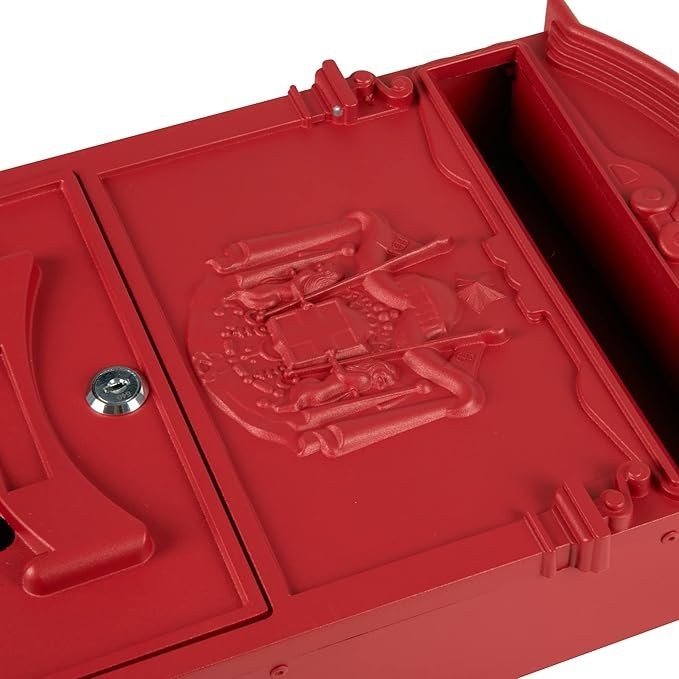 Wall Mounted Red Post Box Lockable Waterproof Mailbox | Large Letter Slot