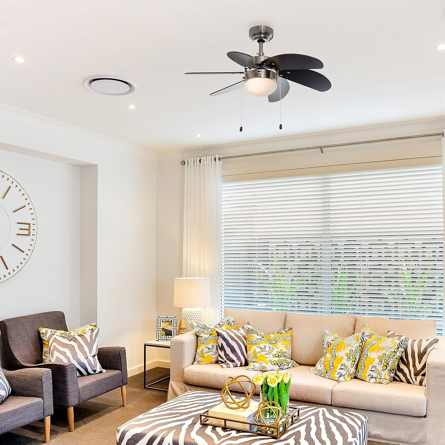 MiniSun 76cm Ceiling Fan, 6 Blades, LED Light, 3 Speed, Remote Control