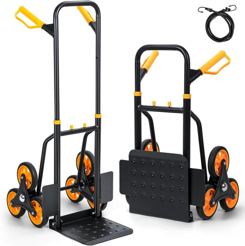 Heavy Duty Stair Climber Hand Truck 440lb Foldable Utility Dolly 6-Wheel Cart