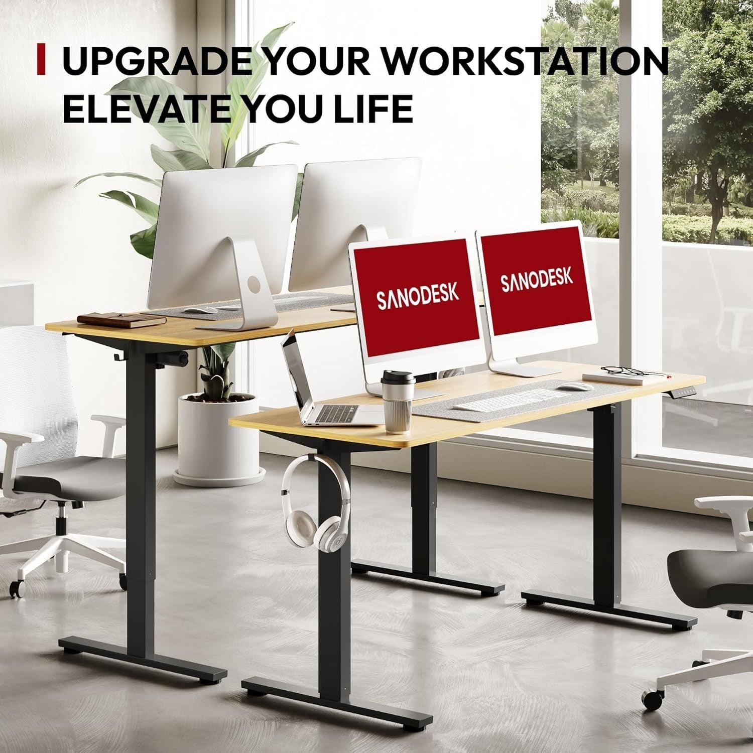 Electric Standing Desk 140x80cm Adjustable Sit Stand Table with Memory Panel
