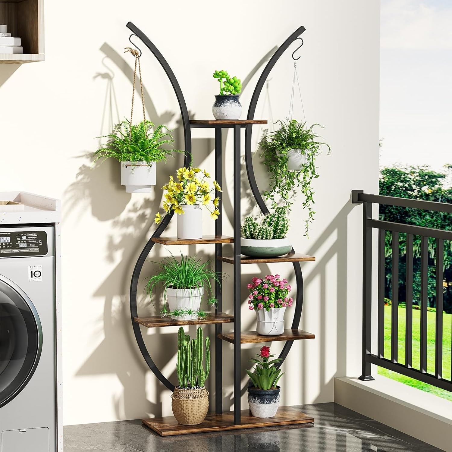 6 Tier Metal Plant Stand Vase Shape Tall Indoor Outdoor Corner Flower Shelf