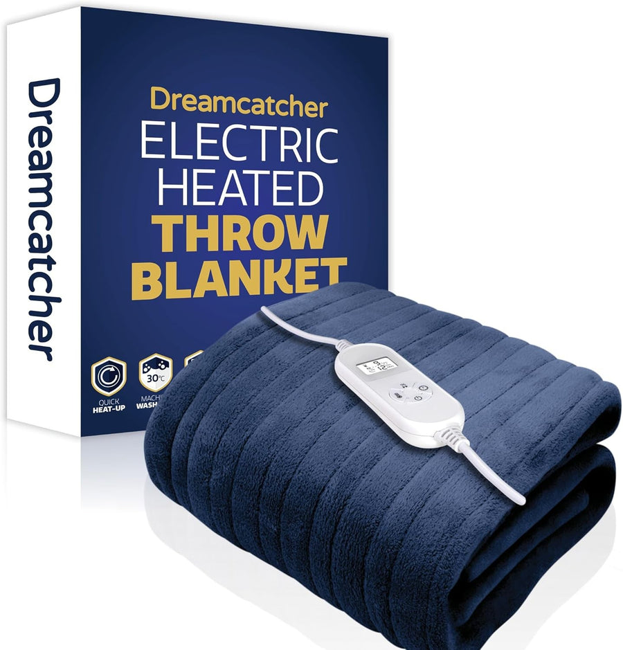 Electric Heated Throw Blanket 160x120cm Fleece 9 Heat Timer Washable