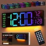 16” Large Digital Wall Clock LED Remote Control Dual Alarm Heavy Sleepers