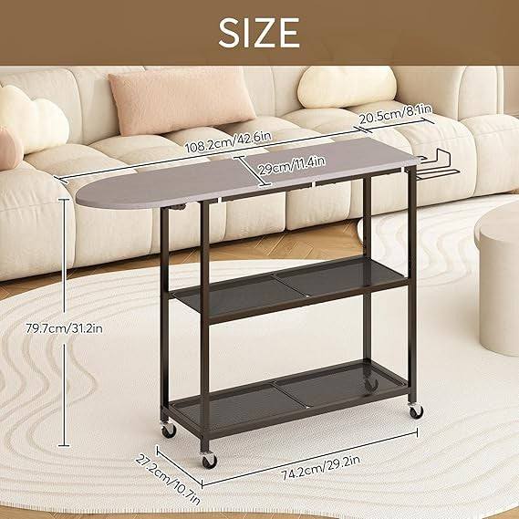 Ironing Board with Storage Shelves Foldable Laundry Station Clothes Organizer