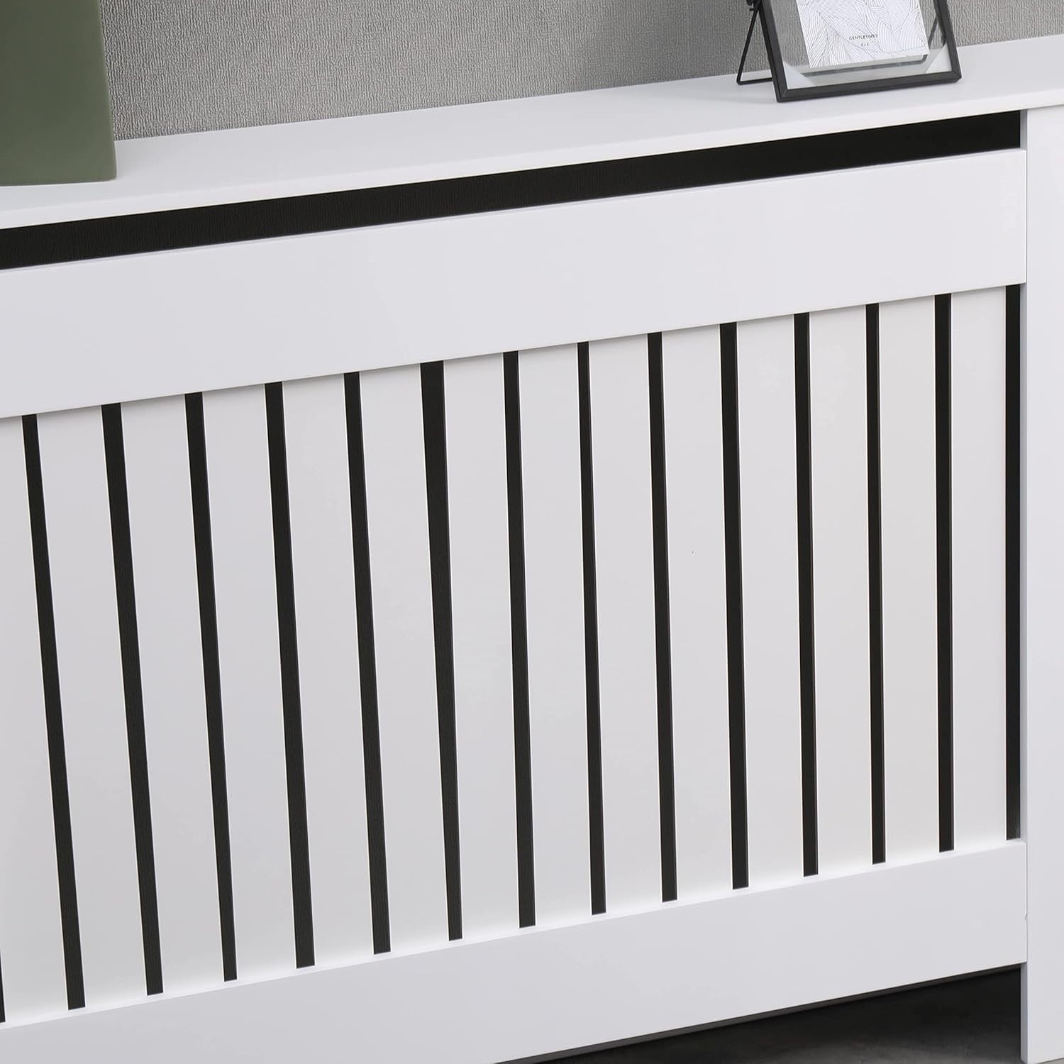 Medium White Radiator Cover | Modern MDF Vertical Slat Cabinet Elegant Design
