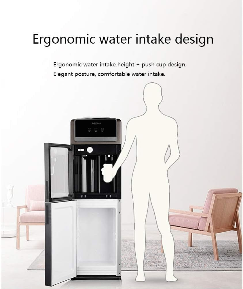 Hot Cold Floor Standing Water Cooler Tempered Glass Child Lock Office Home