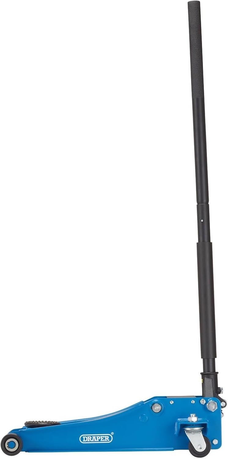 2 Ton Low Profile Trolley Jack Twin Piston Quick Lift 85–430mm Heavy Duty Blue
