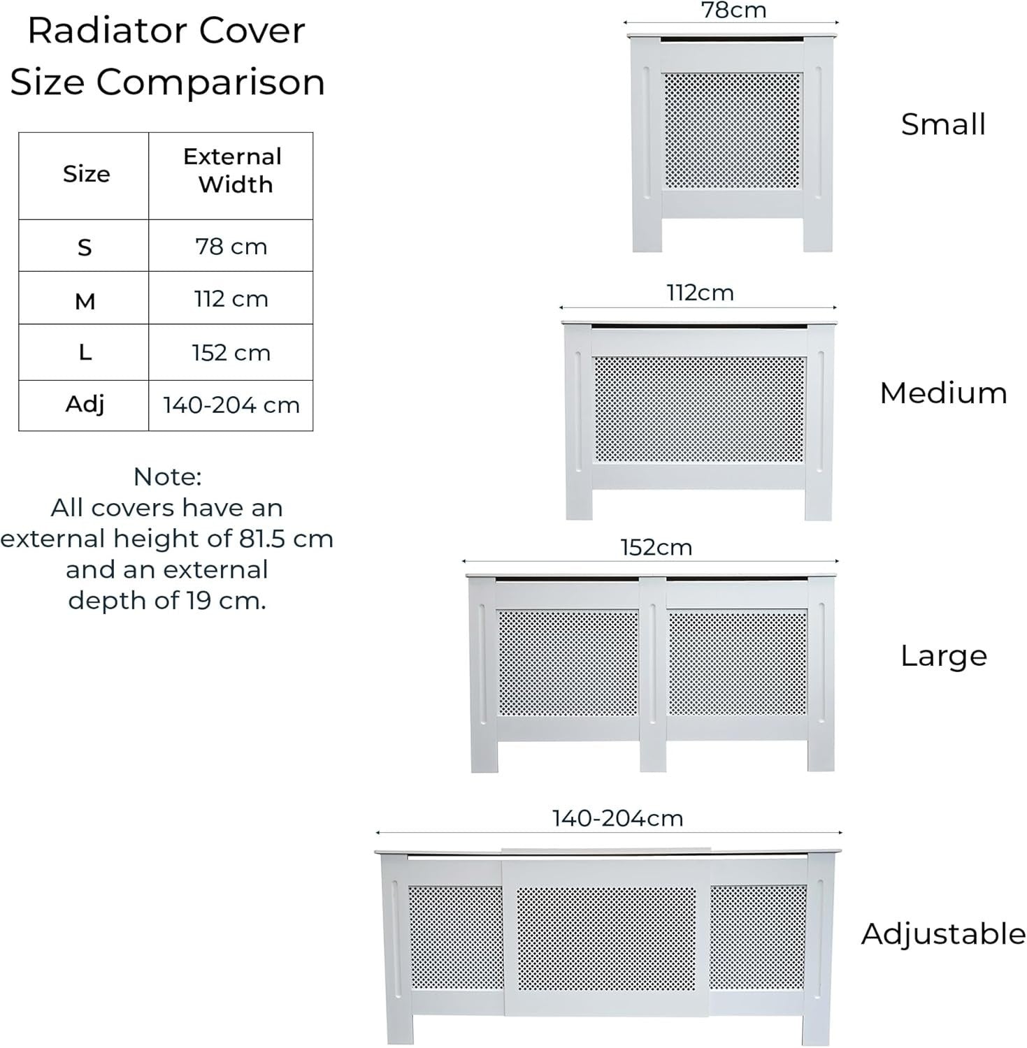 White Radiator Cover Cabinet Large | Modern MDF Wood | Diamond Slat Heater Cover
