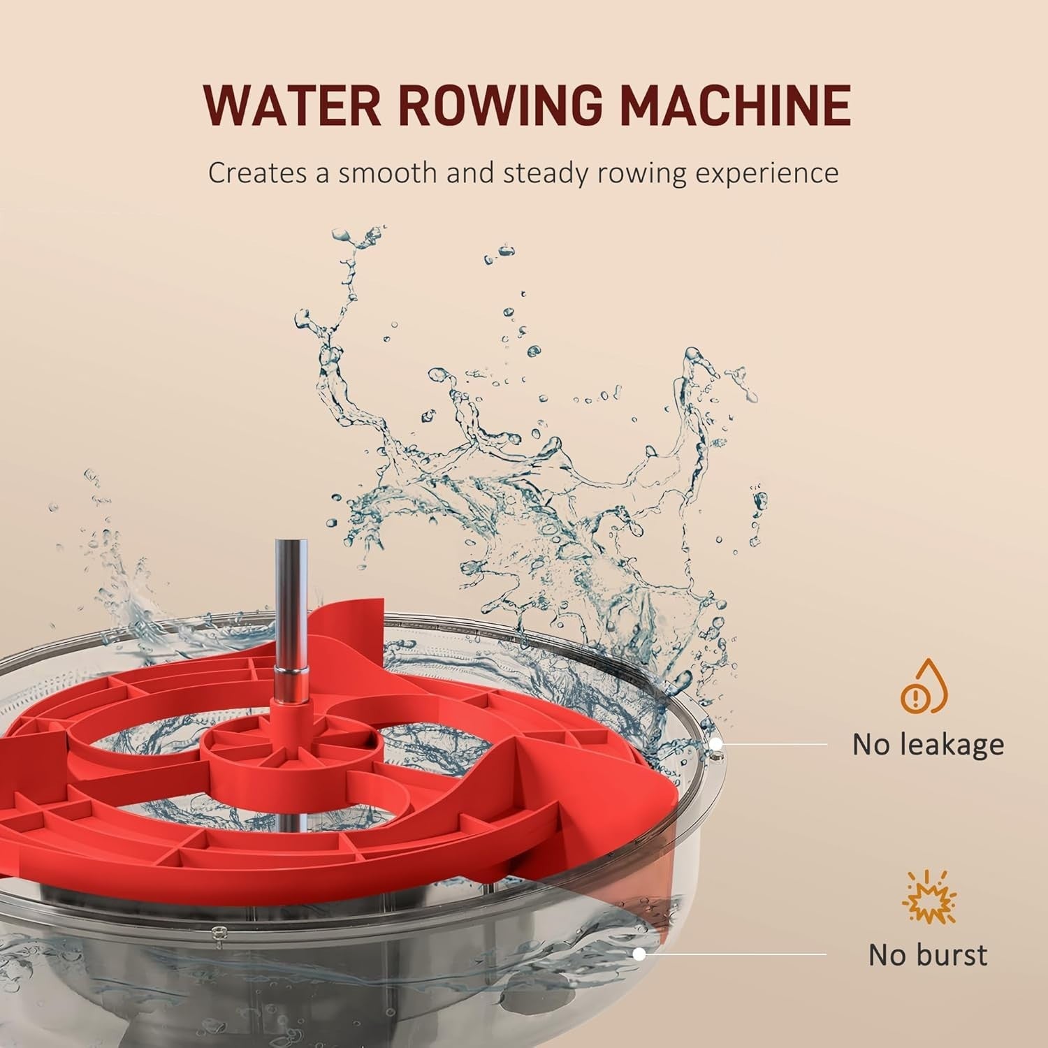 Foldable Water Rowing Machine 6-Level Resistance LCD Rower Home Gym 120KG