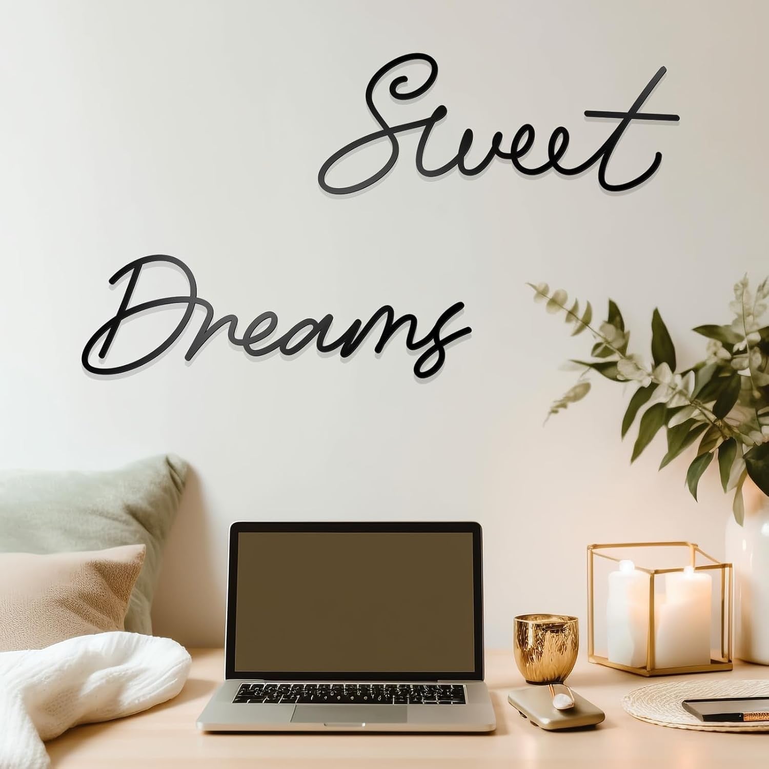 Sweet Dreams Metal Wall Art Large Black Farmhouse