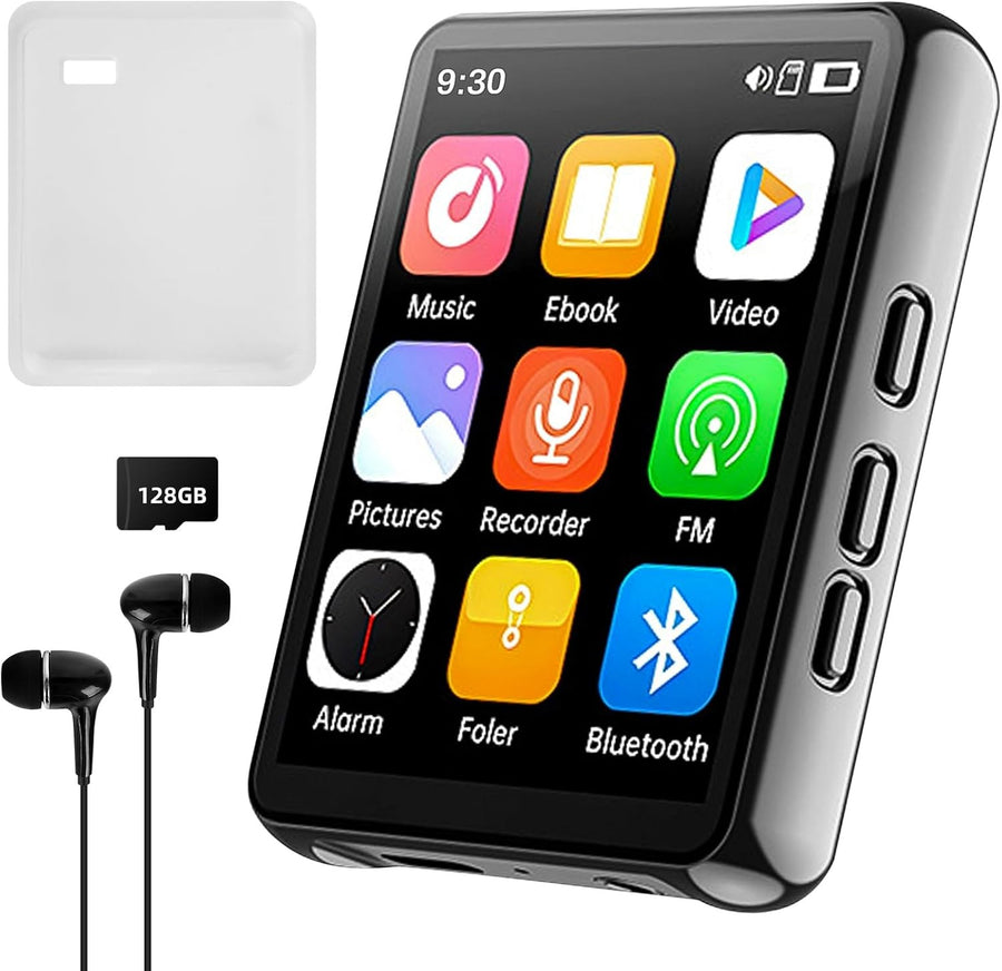 128GB MP3 Player Bluetooth 2.4" Touch Screen FM HiFi Black