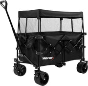 Black 200L Canopy Camping Wagon Folding Festival Trolley Wide Wheel Adjustable