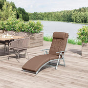 Reclining Padded Garden Lounger Folding Steel Frame Adjustable Brown
