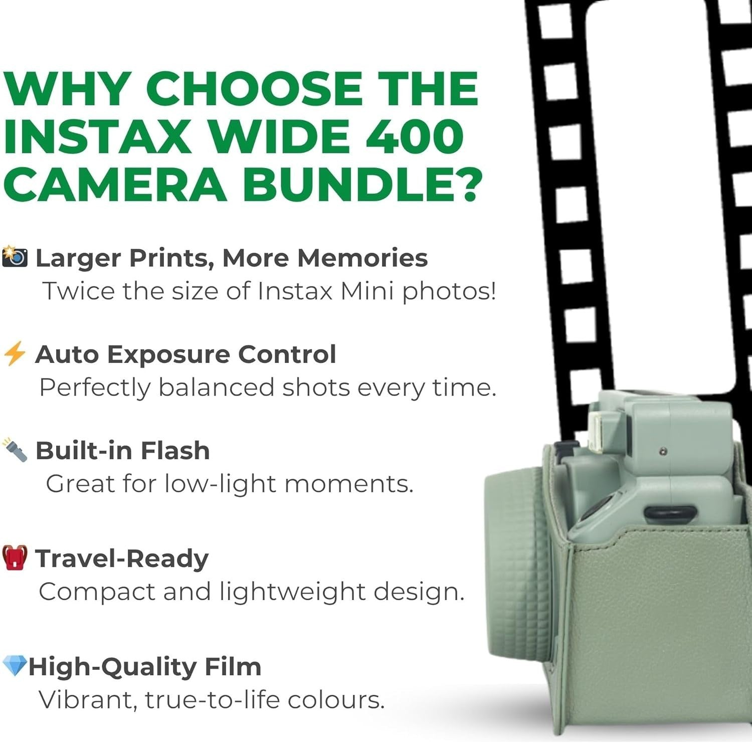 Instant Wide Camera Bundle 40 Film Shots Case Album Filters Kit
