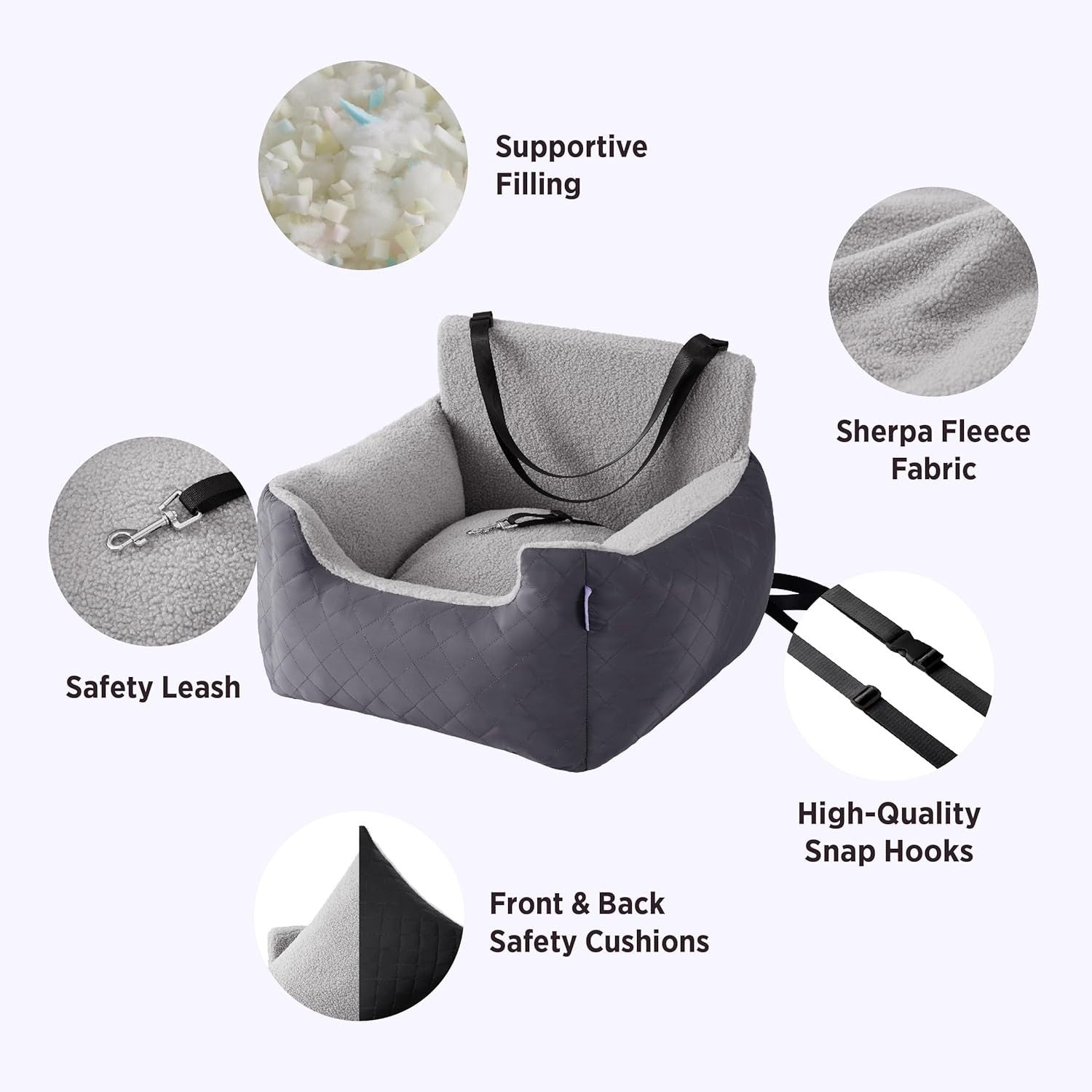 Waterproof Dog Car Seat Booster Bed Travel Carrier Leash Medium Dogs