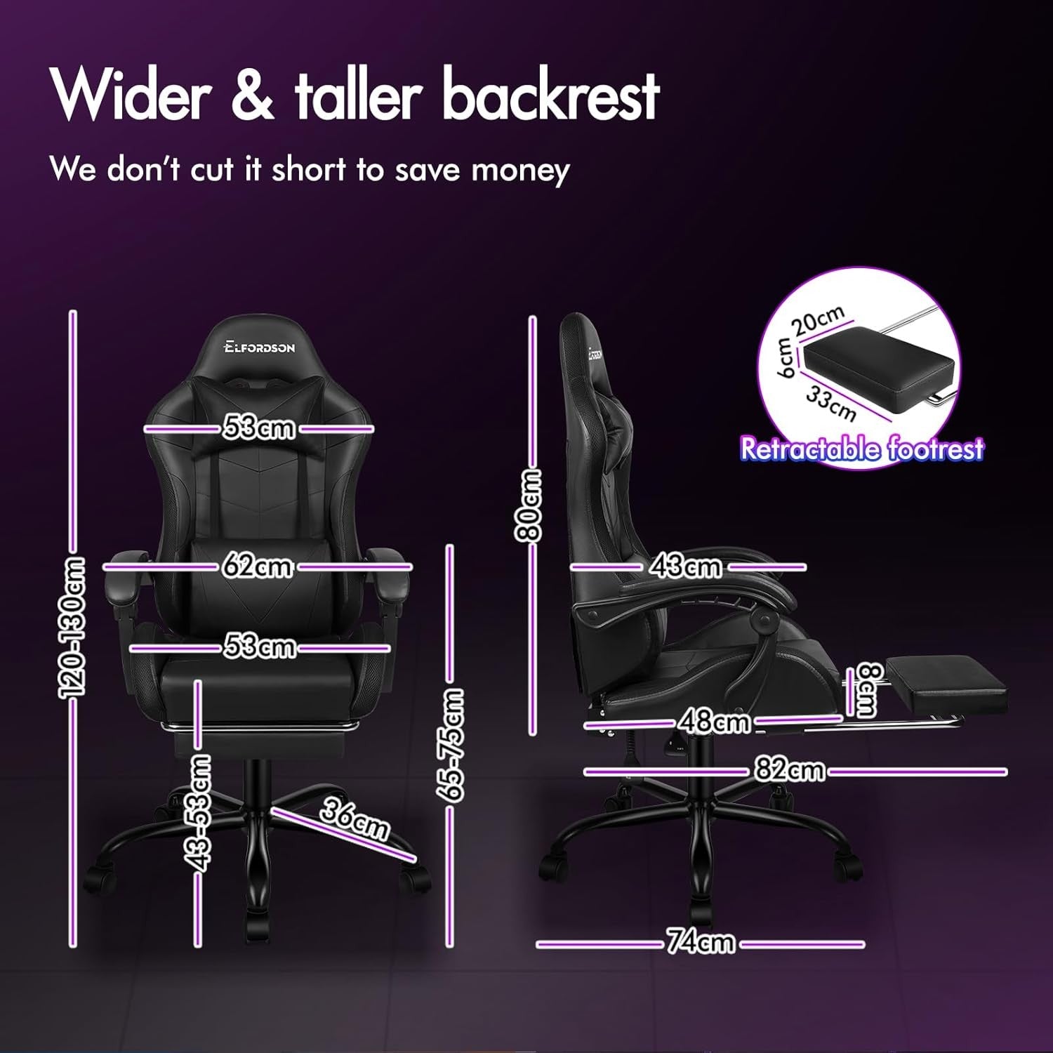 LED Gaming Chair Massage RGB Recliner with Footrest PU Leather