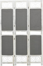3 Panel Folding Room Divider 105x165cm Grey White Wood Privacy Screen