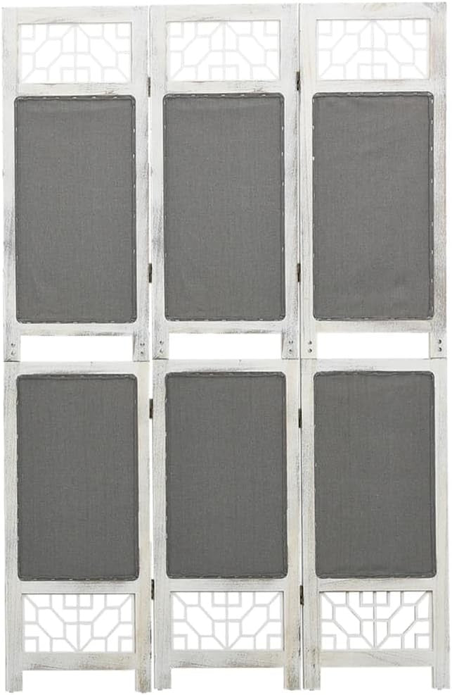 3 Panel Folding Room Divider 105x165cm Grey White Wood Privacy Screen