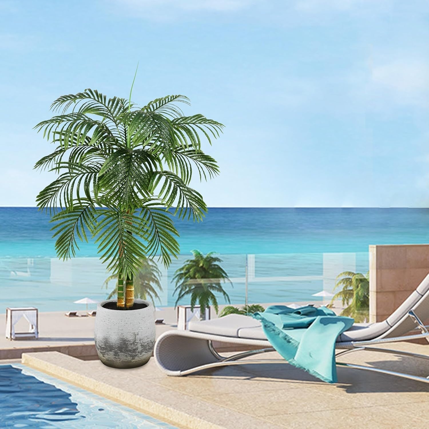 120cm Artificial Palm Tree in Pot Tropical Green Lifelike Indoor Home Decoration