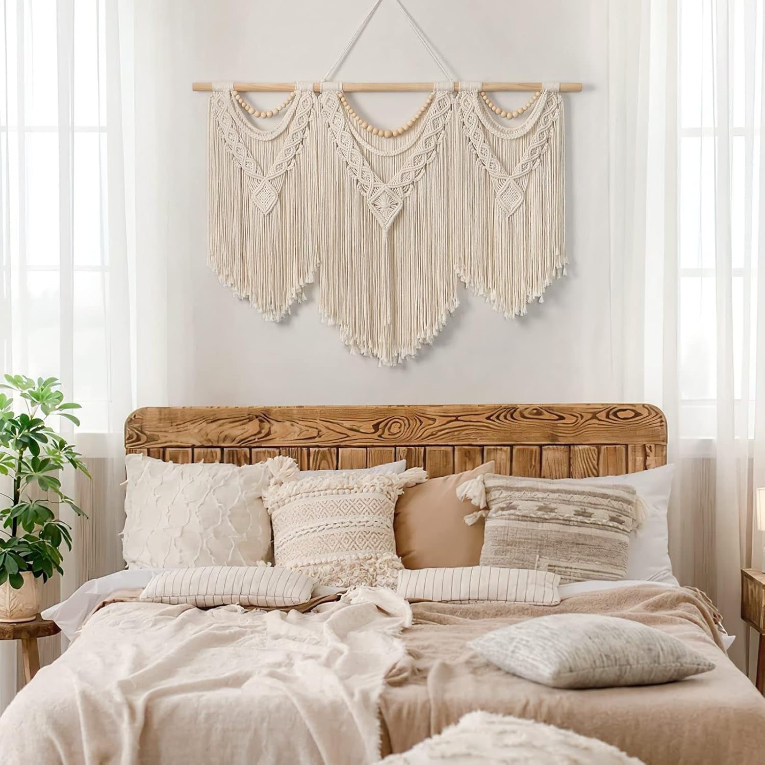Large Boho Macrame Wall Hanging Tassel Woven Tapestry Decor