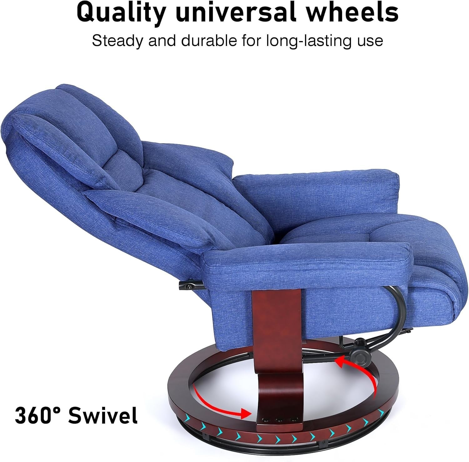 Swivel Recliner Armchair with Footstool Linen High Back Tilt Lounge