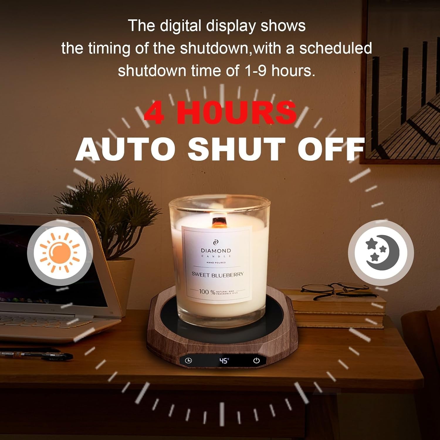 Coffee Mug Warmer 3 Temp 1-9H Timer Desk Cup Heater