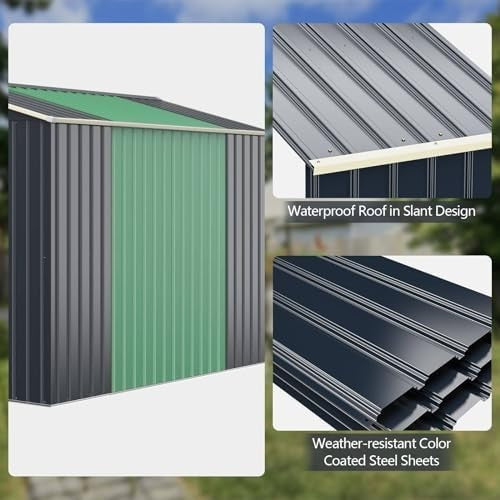 Metal Garden Shed Outdoor Storage 9x6FT Lockable Sloped Roof + Extension