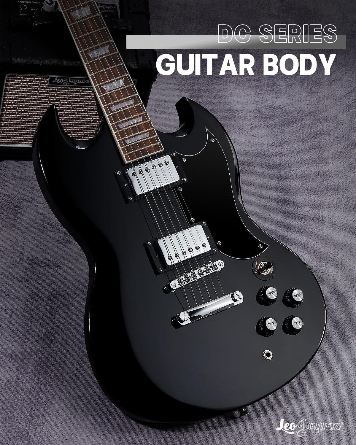 39in Solid Body Electric Guitar Poplar Maple Neck Black