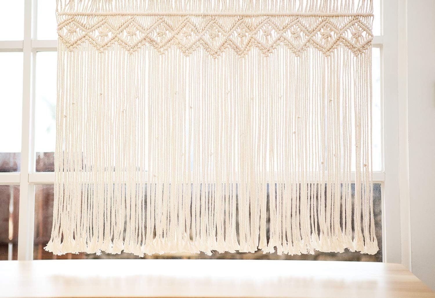 Macrame Curtain 89x66cm Boho Window Wall Hanging Decor