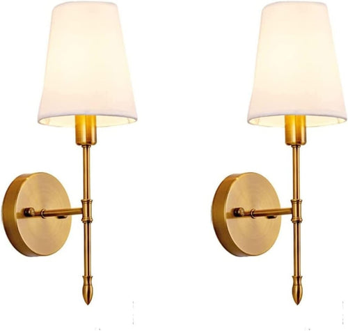 Gold Wall Sconce Lights Set of 2 Battery Operated LED No Wiring Remote Dimmer