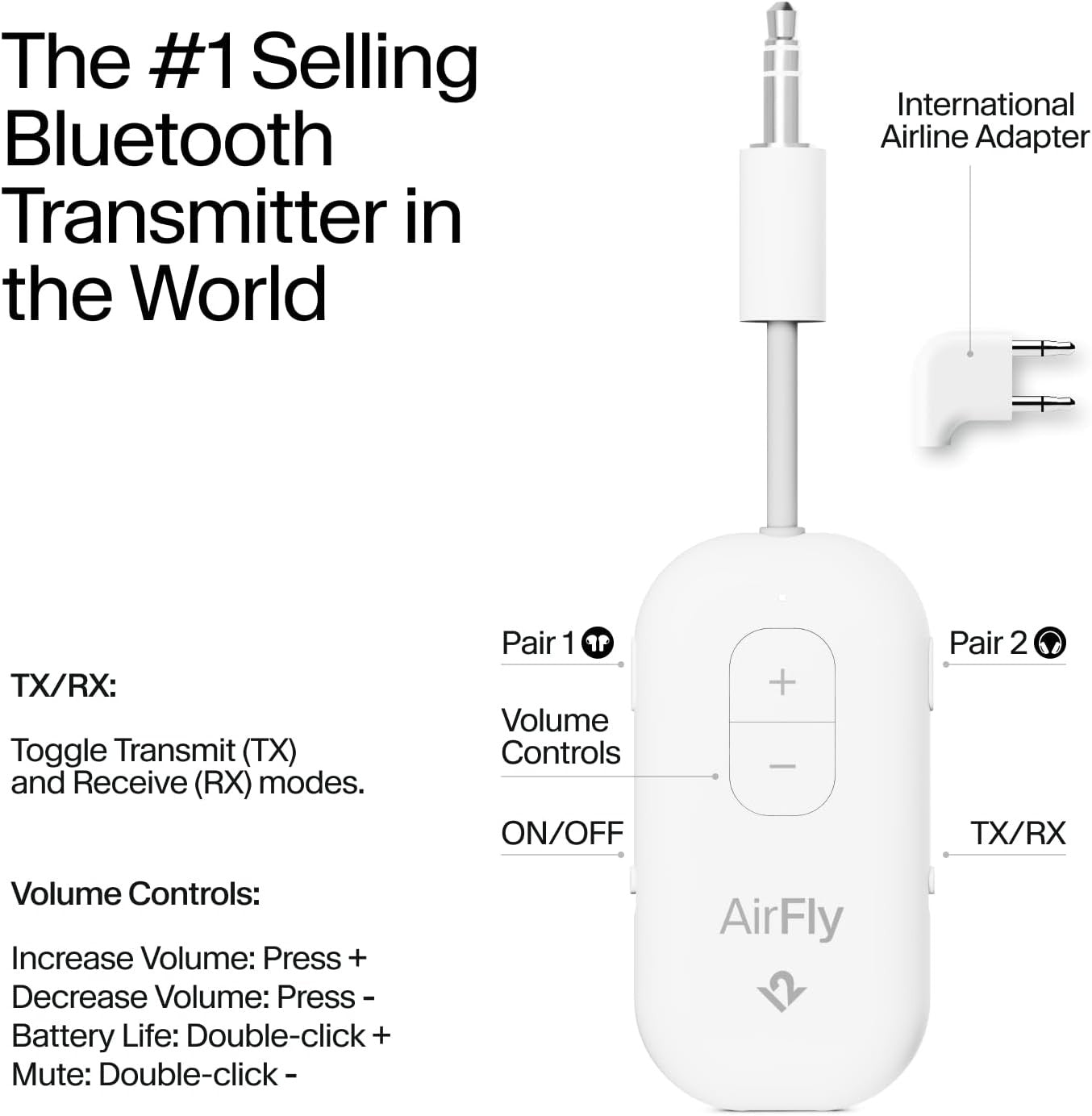 Bluetooth 3.5mm AUX Transmitter Receiver Low Latency Airplane Adapter