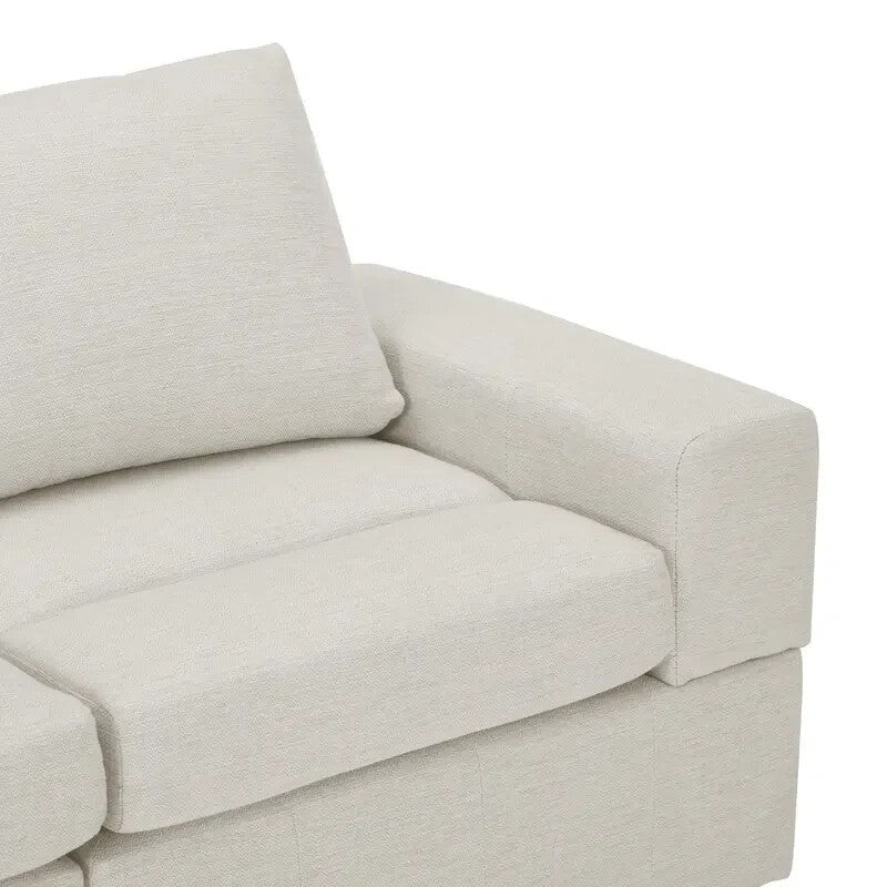 4 Seater Modular Sofa Light Grey Linen with Footstools – Family Couch Set