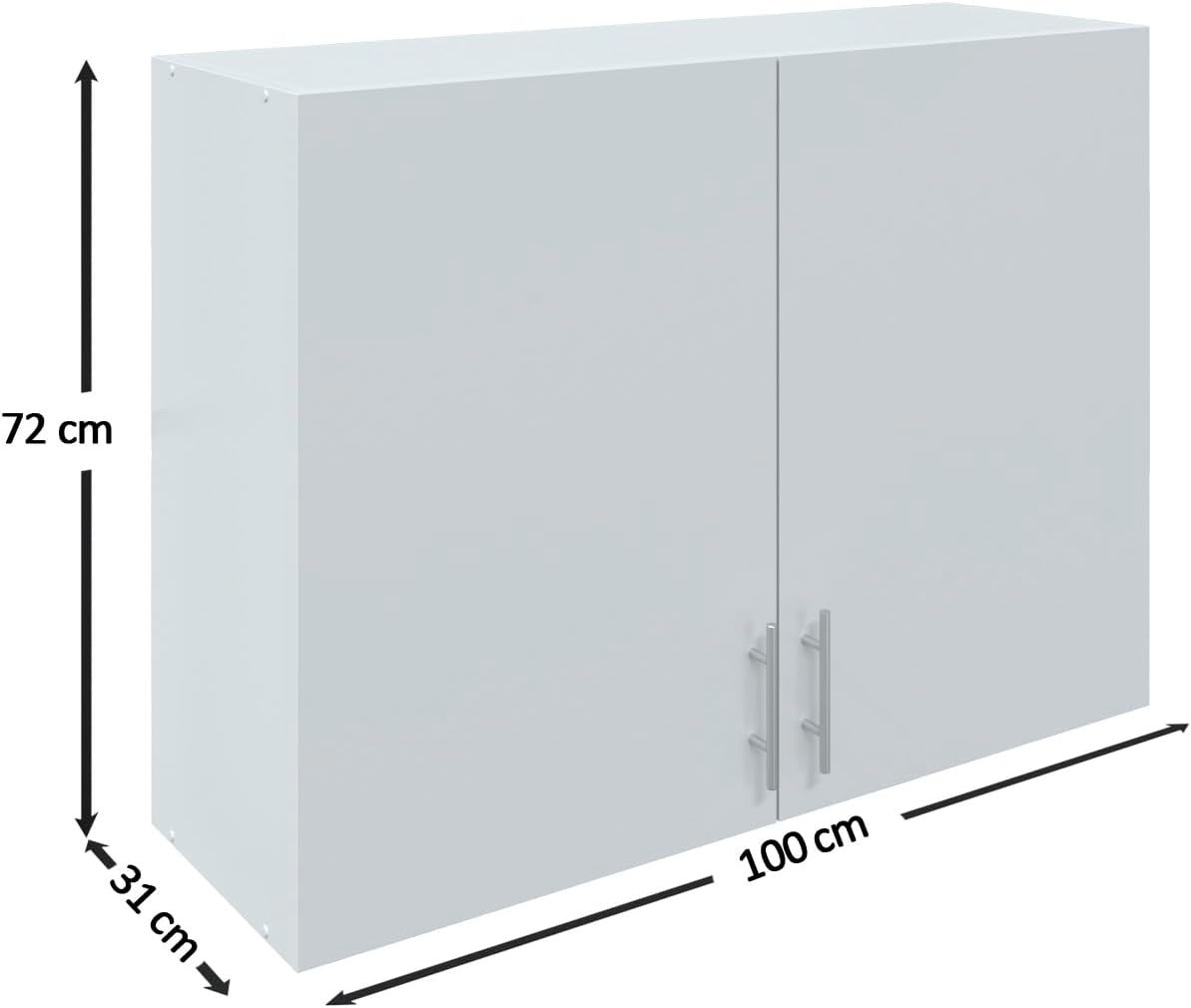 100cm White Wall Cabinet Cupboard Storage Unit Modern Matt Kitchen Doors