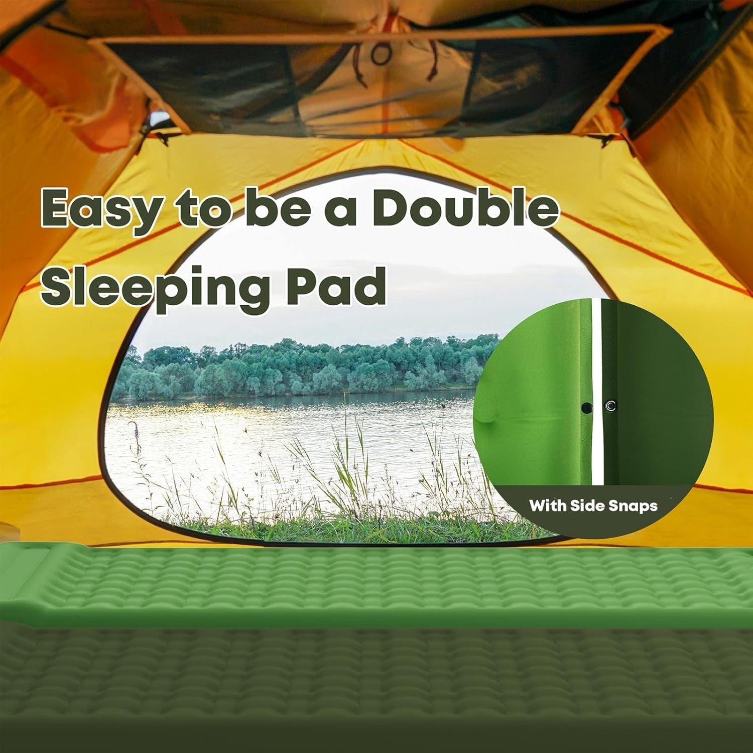 Extra Thick Camping Air Mattress 12–15cm Built-In Foot Pump Pillow Pad Green
